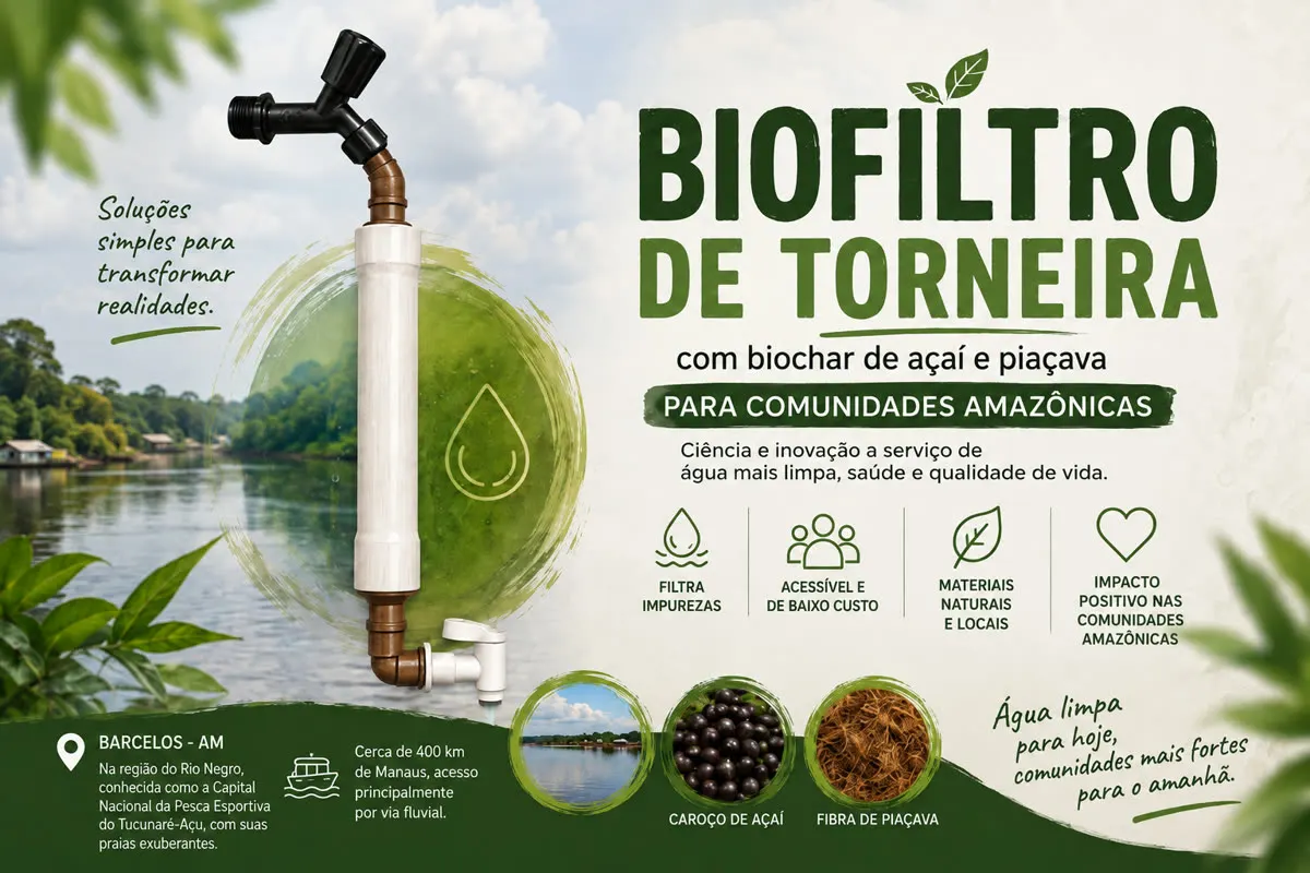 Banner oficial do projeto Biofiltro de Torneira com Biochar de Açaí e Piaçava