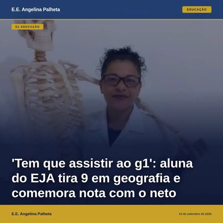 Card de compartilhamento da matéria do G1 sobre aluna do EJA